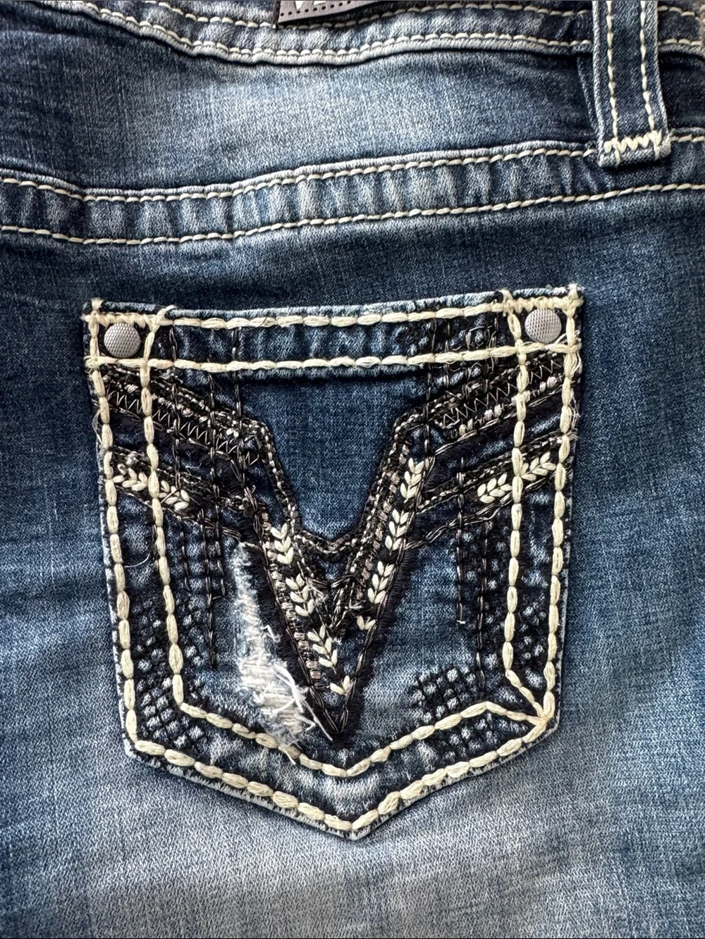 Vigoss Blue Faded Distressed Denim Shorts